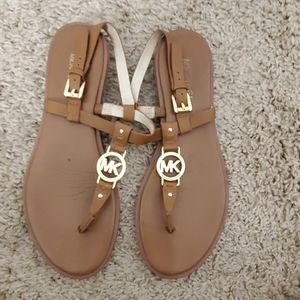 Michael kors Brown sandals with gold MK on front